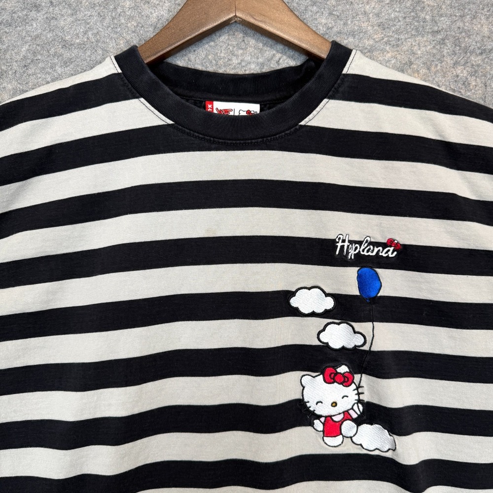 Hypland x Hello Kitty T Shirt Mens XL 2021 Striped Black White Embroidered Tee